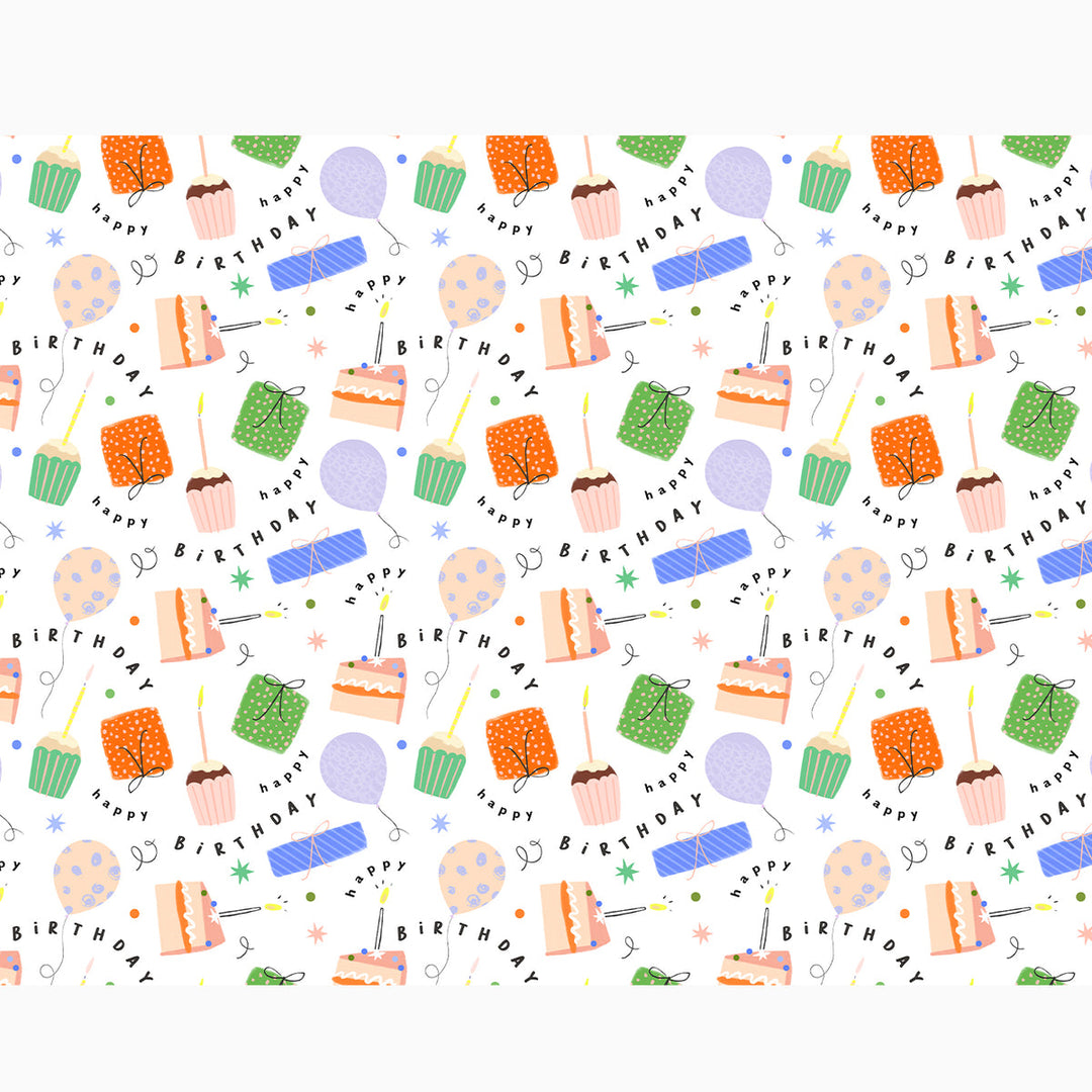Cake & Presents Wrapping Paper 2pc