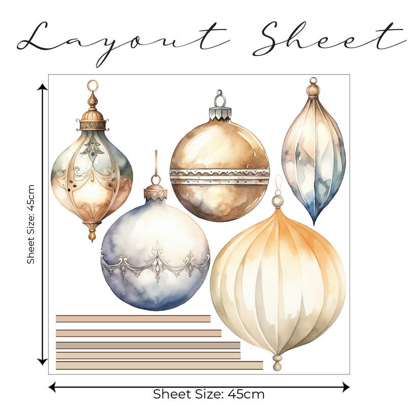 Live Vida Vintage Christmas Baubles Wall Stickers