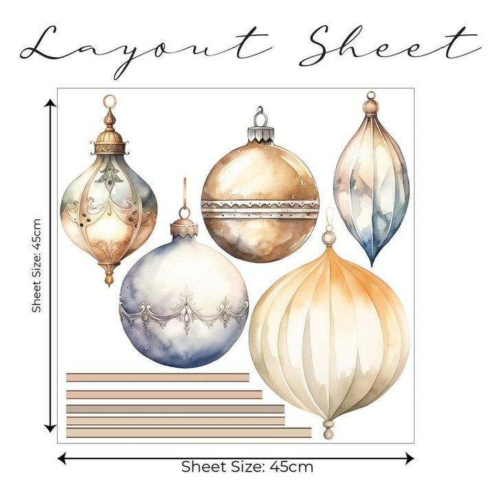 Live Vida Vintage Christmas Baubles Wall Stickers