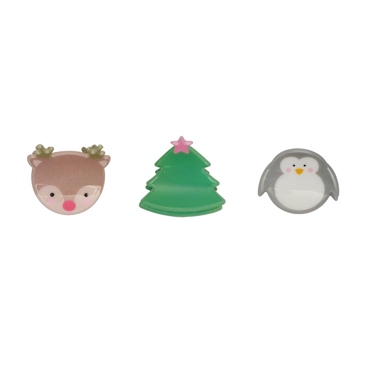 Rockahula Festive Christmas Claw Clips 3 Pack - tree, Rudolph and penguin