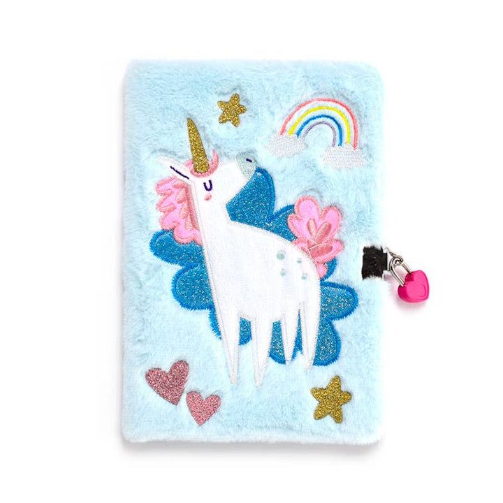 Unicorn Magic Plush Lockable Notebook with Padlock & Key