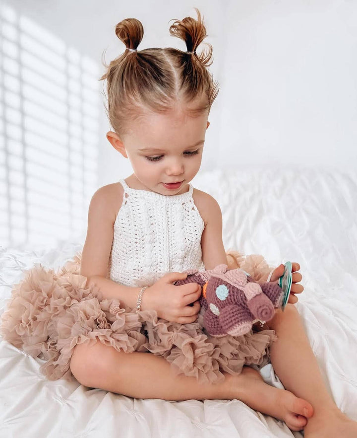 Crochet Baby Toy Dinosaur rattle - purple