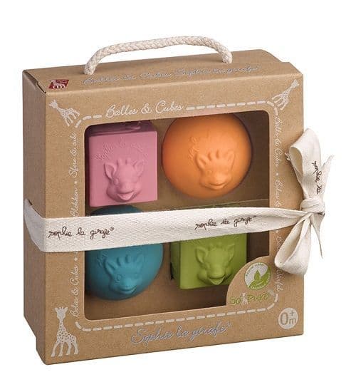 So' Pure Sophie La Girafe Cubes & Balls - Natural Rubber