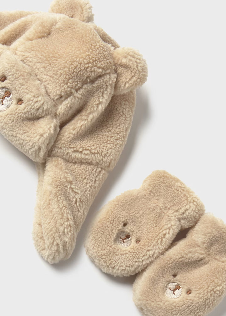 Mayoral bear hat and mittens set 10023
