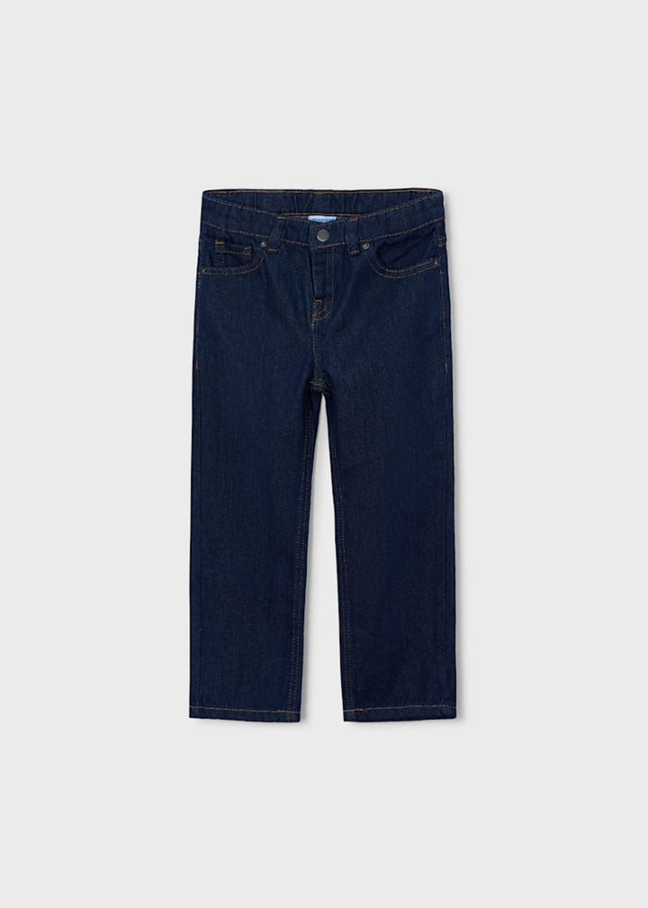Mayoral boys wide-leg denim jeans in dark indigo, front view