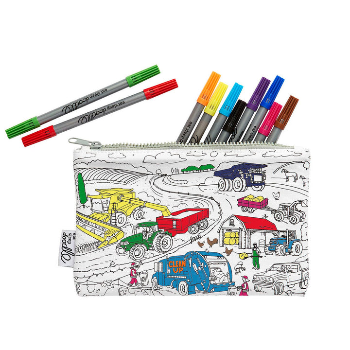 Working Wheels Colouring Washable Pencil Case