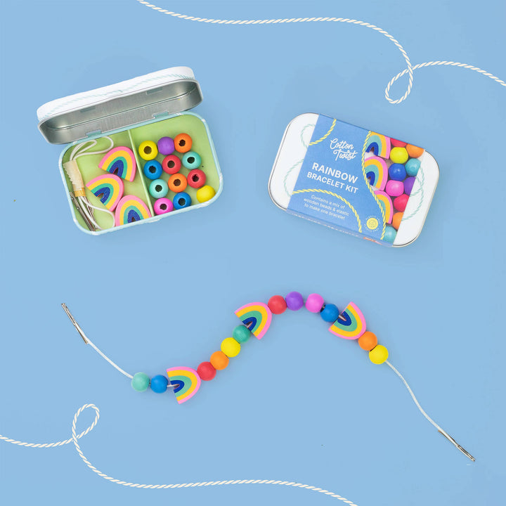 Cotton Twist rainbow bracelet making kit in hinged gift tin
