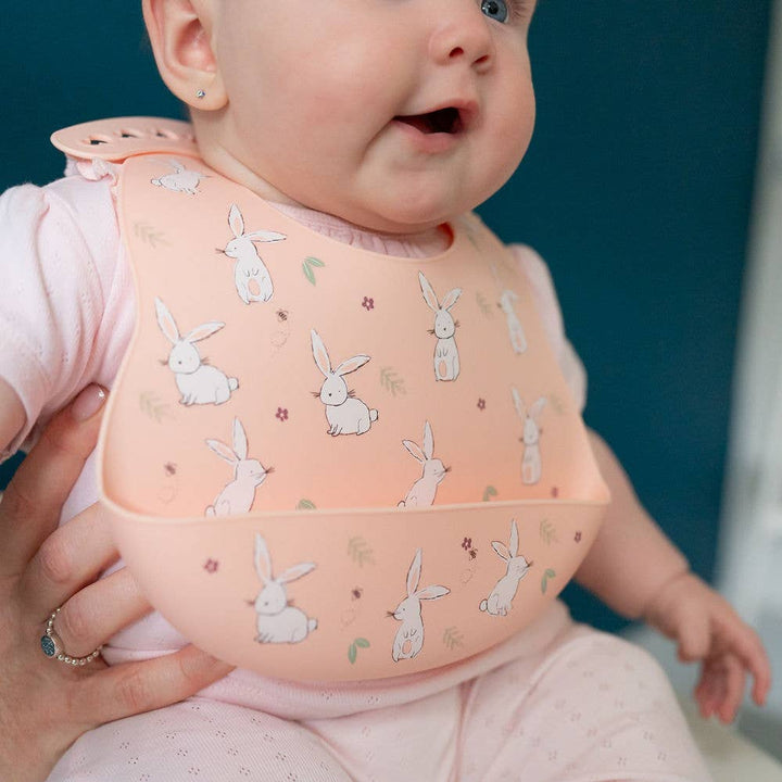 Silicone Bib Bunnies Pink