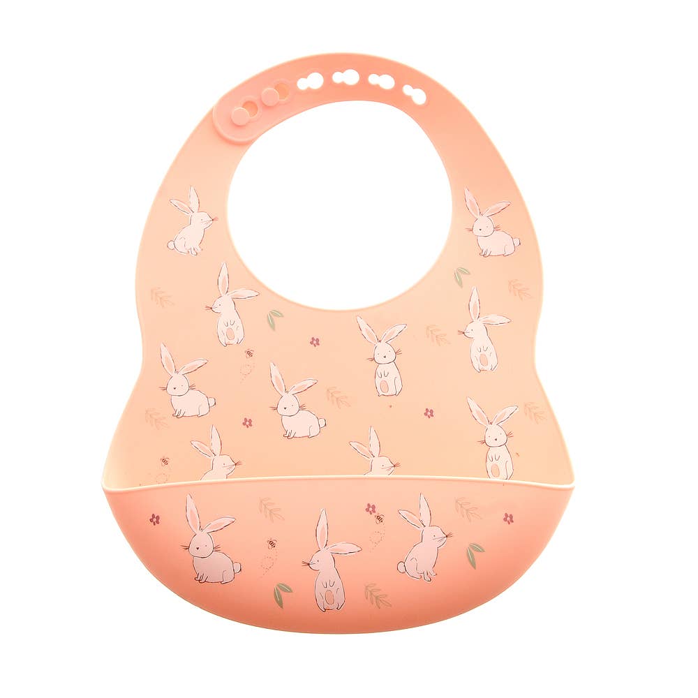 Silicone Bib Bunnies Pink
