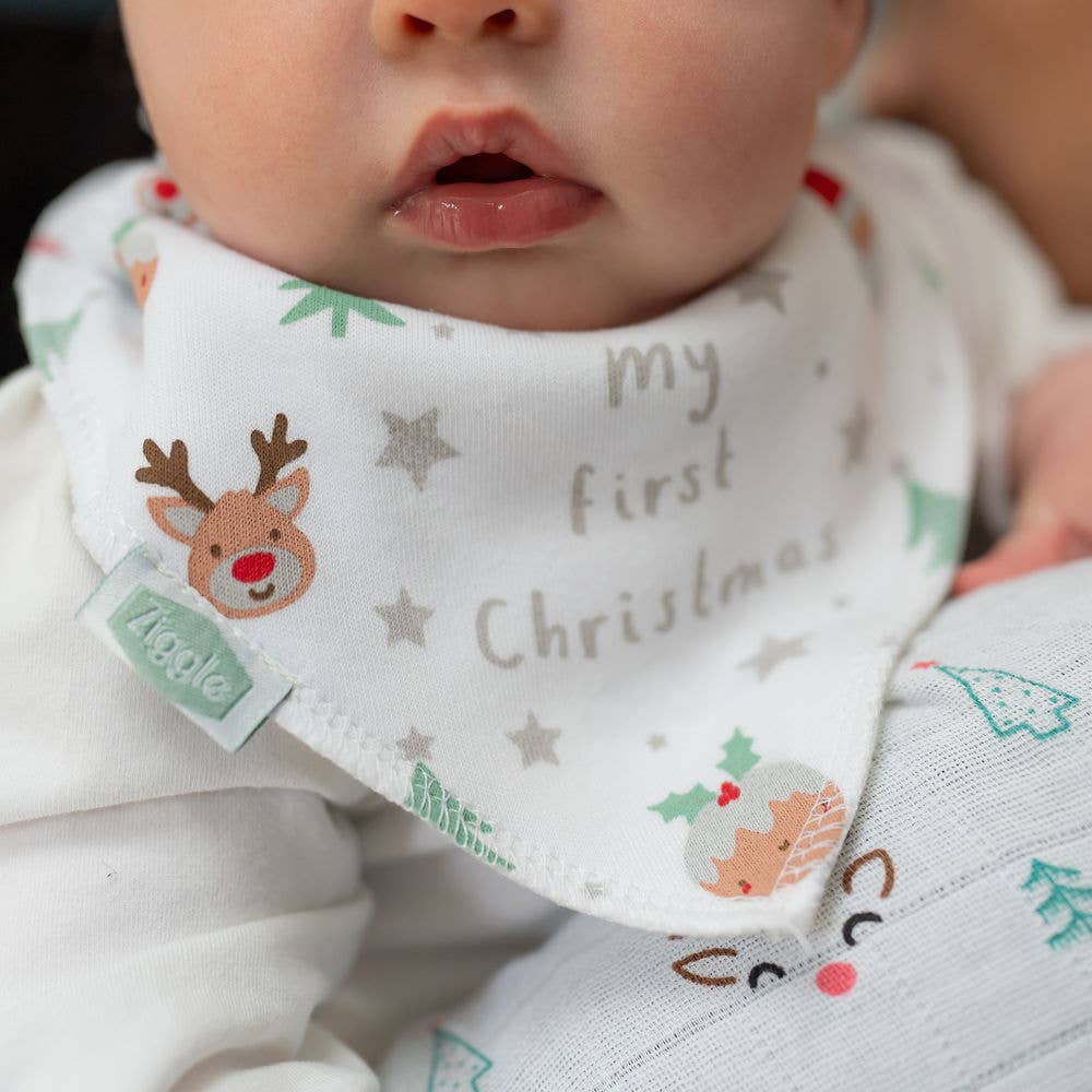 My First Christmas white bandana dribble bib for babies - photo 2
