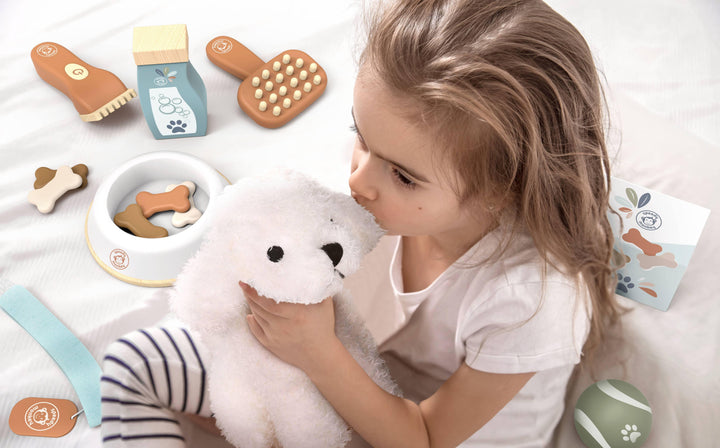 My Little Dog Wooden Toy Set – 9-Piece Play with Suitcase