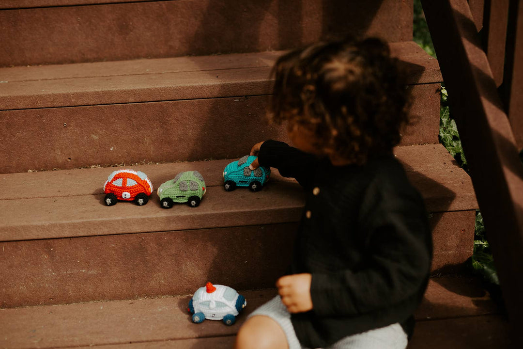 Crochet Baby Toy Car rattle - turquoise