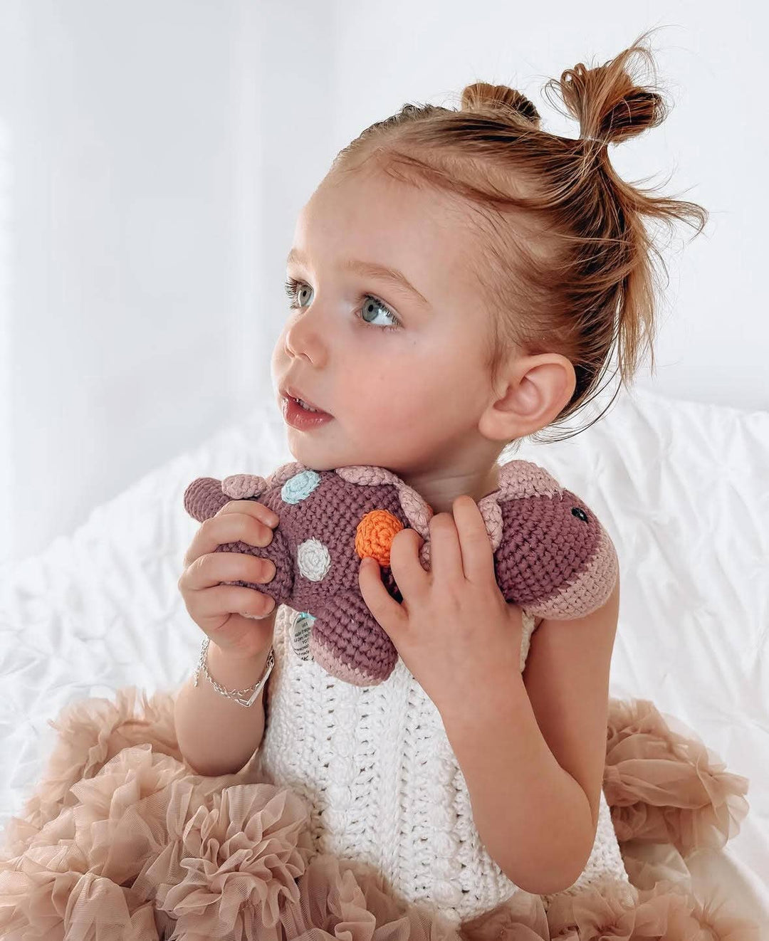 Crochet Baby Toy Dinosaur rattle - purple