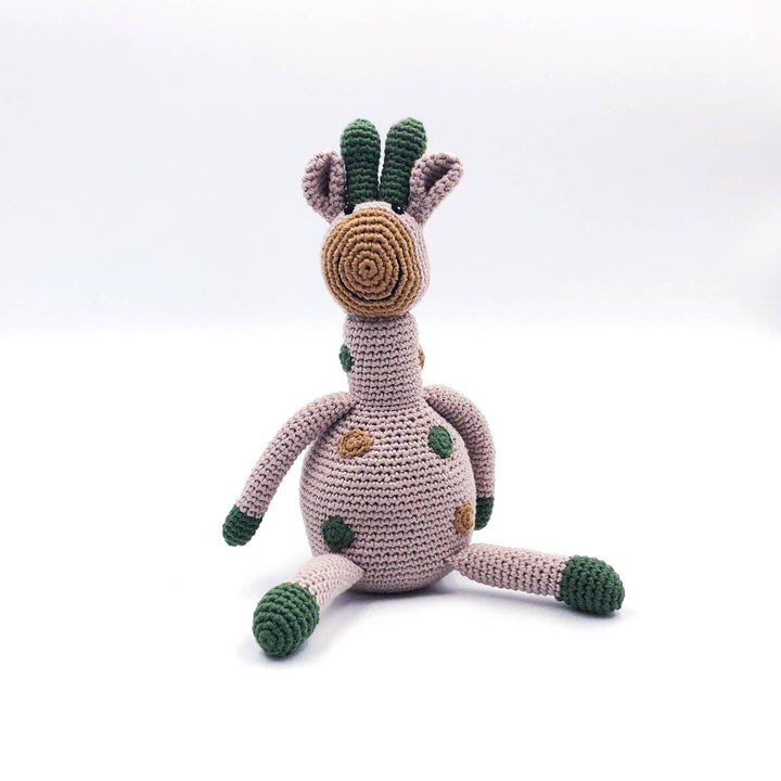 Crochet Baby Toy Giraffe rattle - taupe