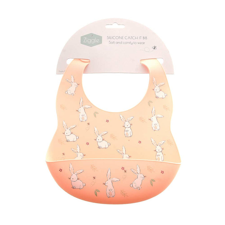 Silicone Bib Bunnies Pink