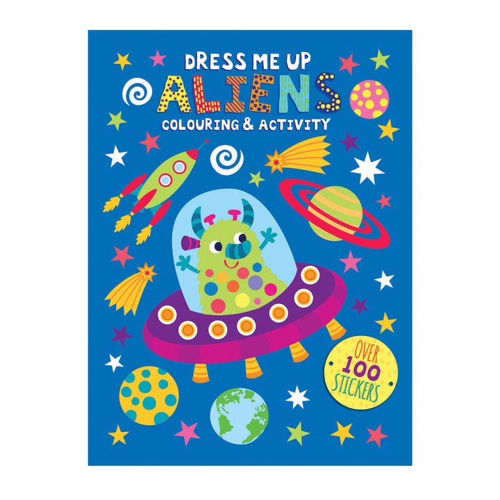 Dress Me Up colouring and activity book, Aliens design, front cover
