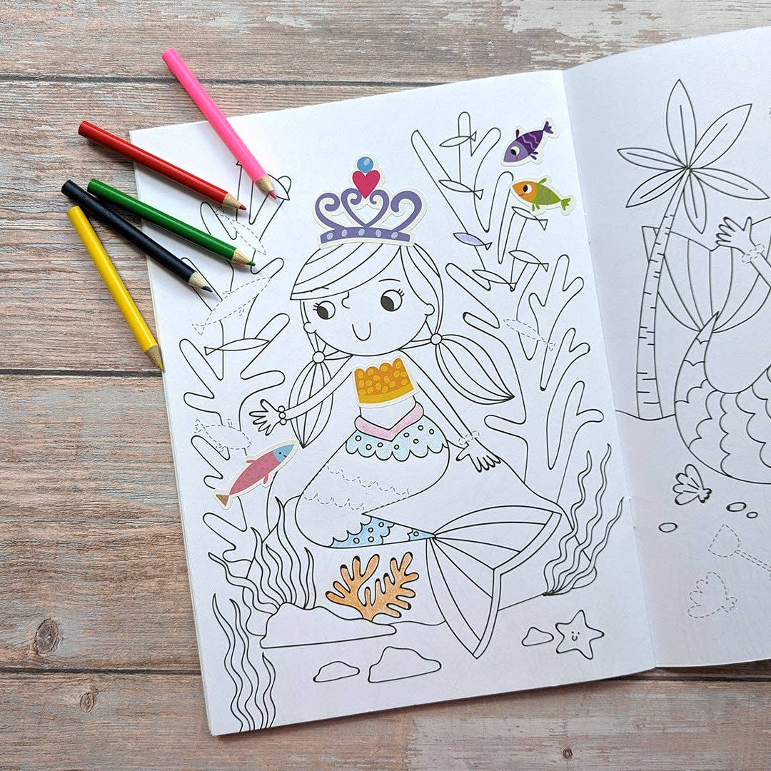 Dress Me Up Mermaids book - colouring page detail