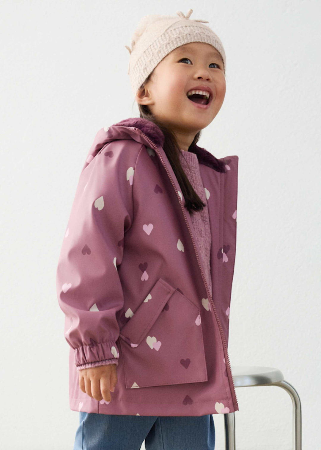Mayoral girls soft lightweight coat in violet purple, front view