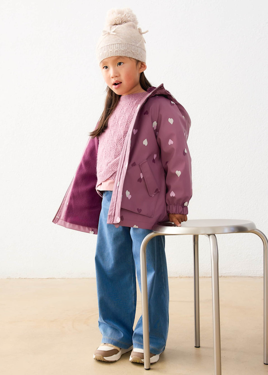 Mayoral girls soft lightweight coat in violet purple, alternate view