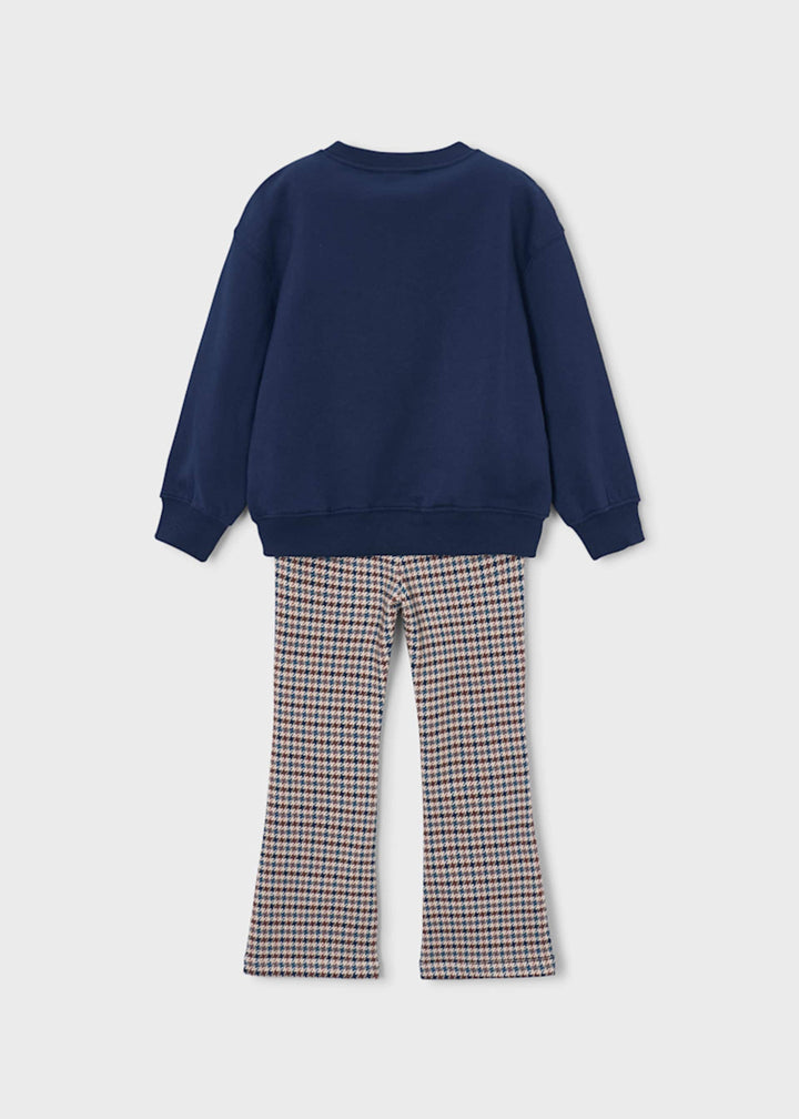 Mayoral girls leggings and sweatshirt set in navy, alternate view