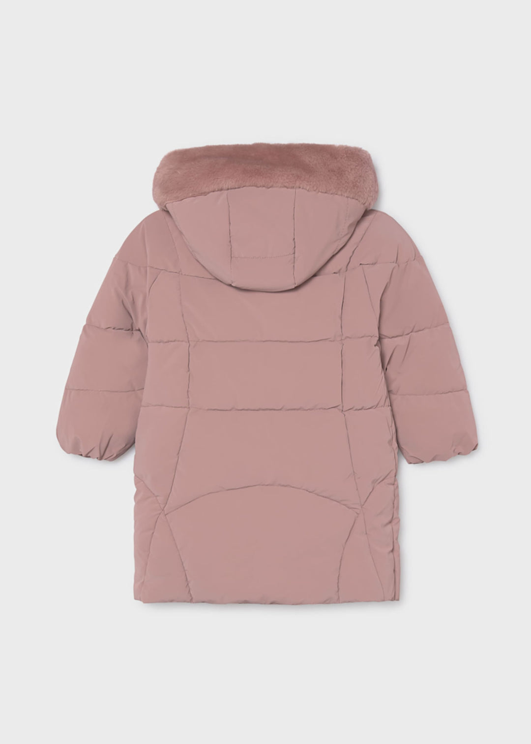 Mayoral girls long quilted puffer jacket in pale blue crystal, alternate view