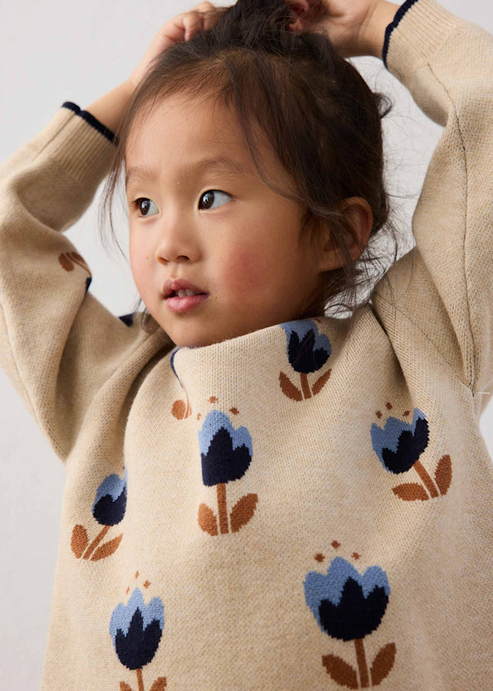 Mayoral girls knit sweater and trousers set in navy, alternate view