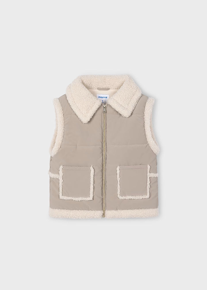 Mayoral Girls contrast sheepskin gilet 4313