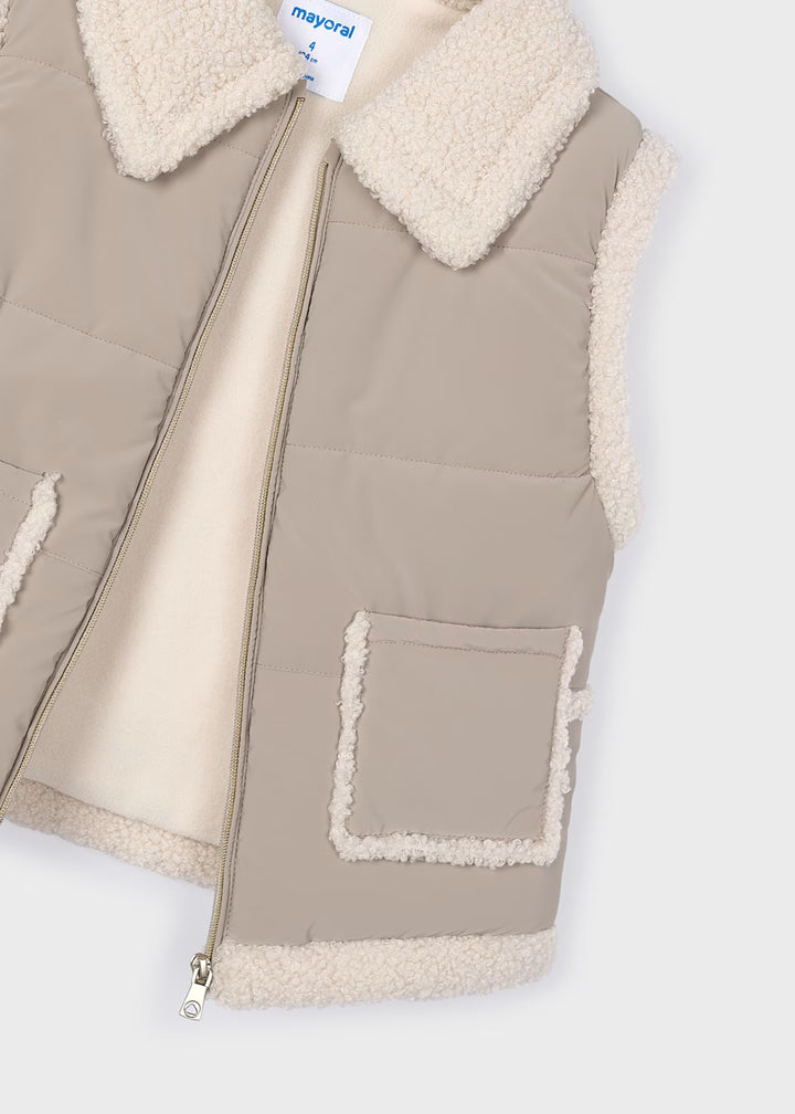 Mayoral Girls contrast sheepskin gilet 4313