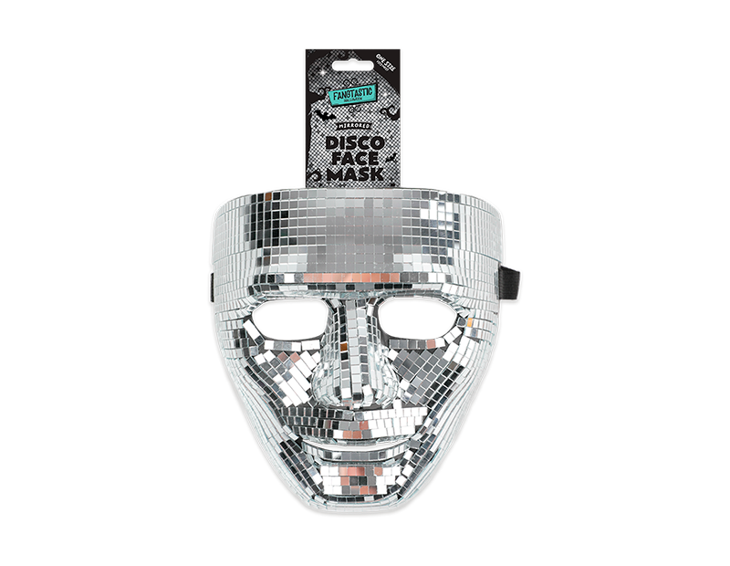 Halloween mirrored disco face mask for adults with mirrored tiles and elastic strap
