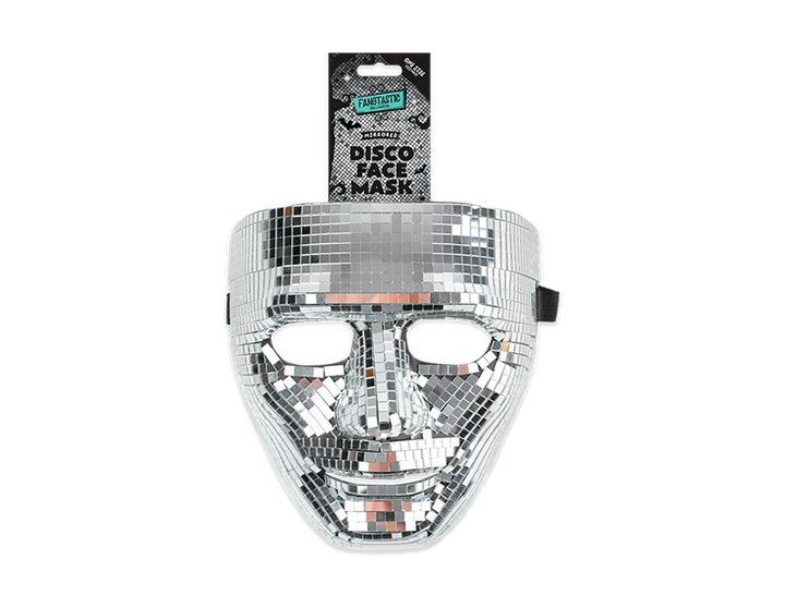 Halloween mirrored disco face mask for adults with mirrored tiles and elastic strap