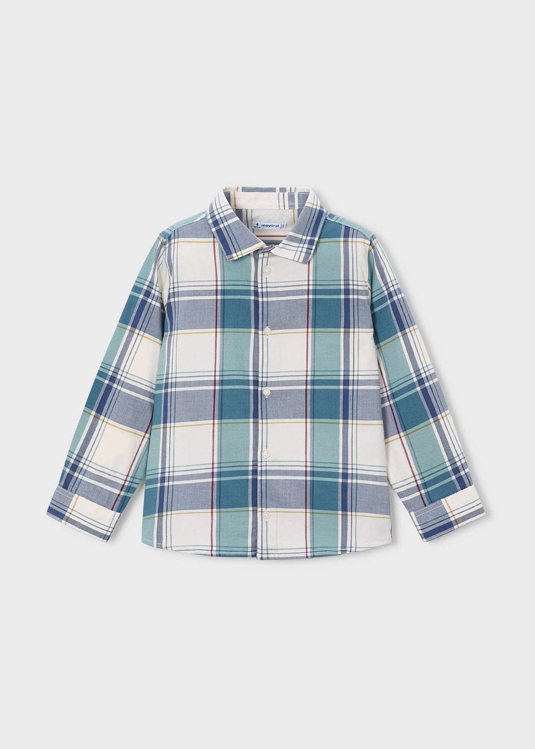 Mayoral boys checked shirt in blue lake, alternate view
