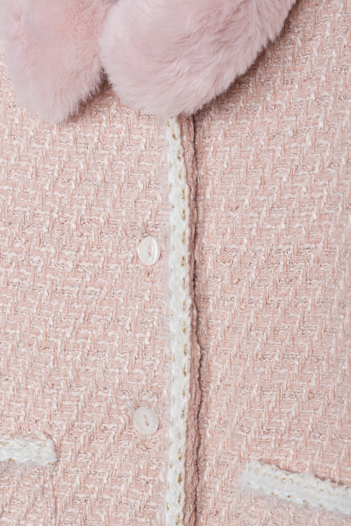 Patachou pale pink girl coat, back view