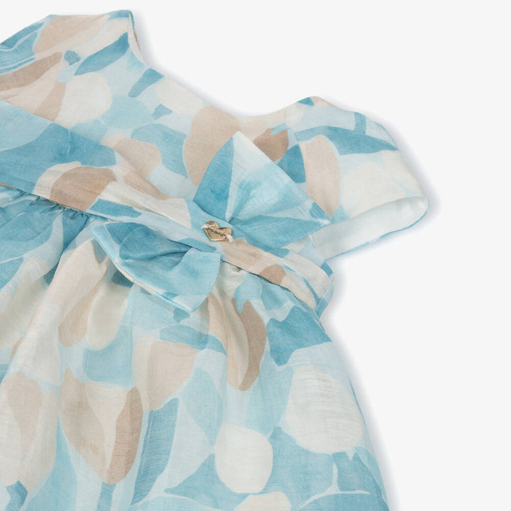 Mayoral - Girls Floral Print Cap Sleeve Occasion Dress - Light Blue 1909