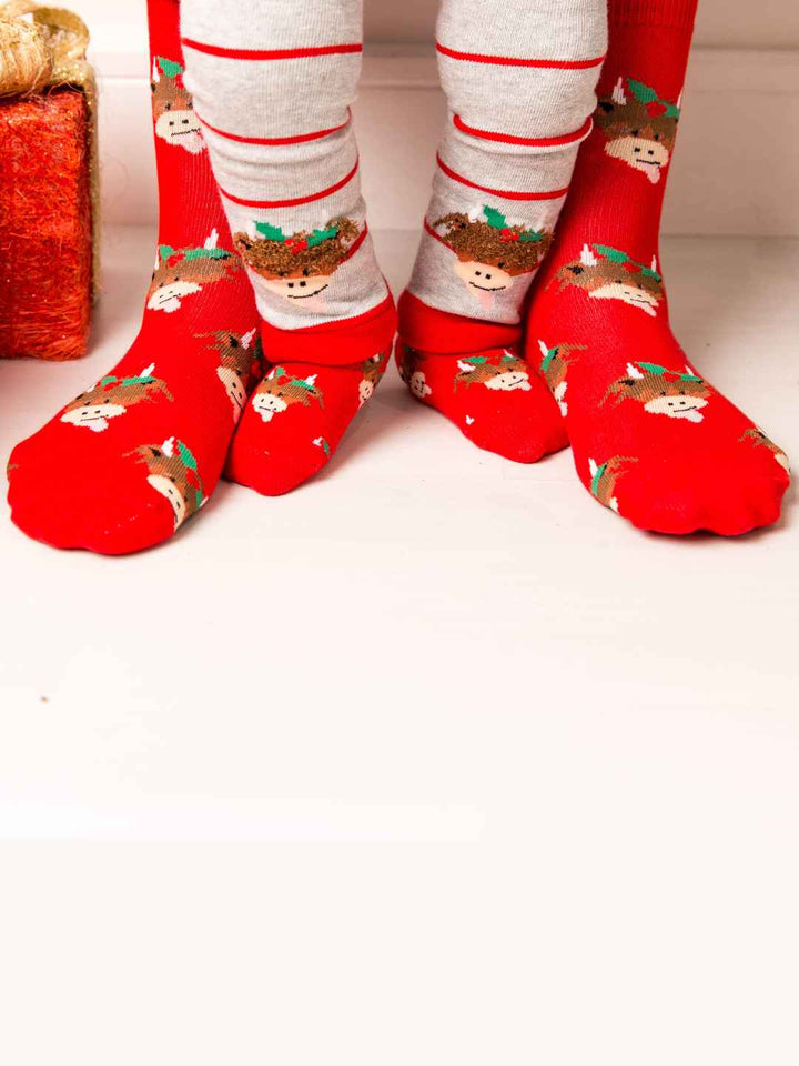 Blade and Rose Hamish Christmas Socks, red with Hamish the Highland Cow