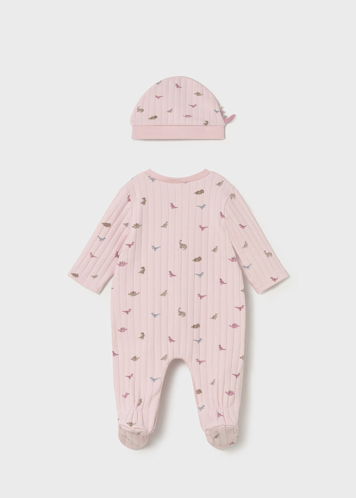 Mayoral Baby Dinosaur Print Romper with Hat 02717