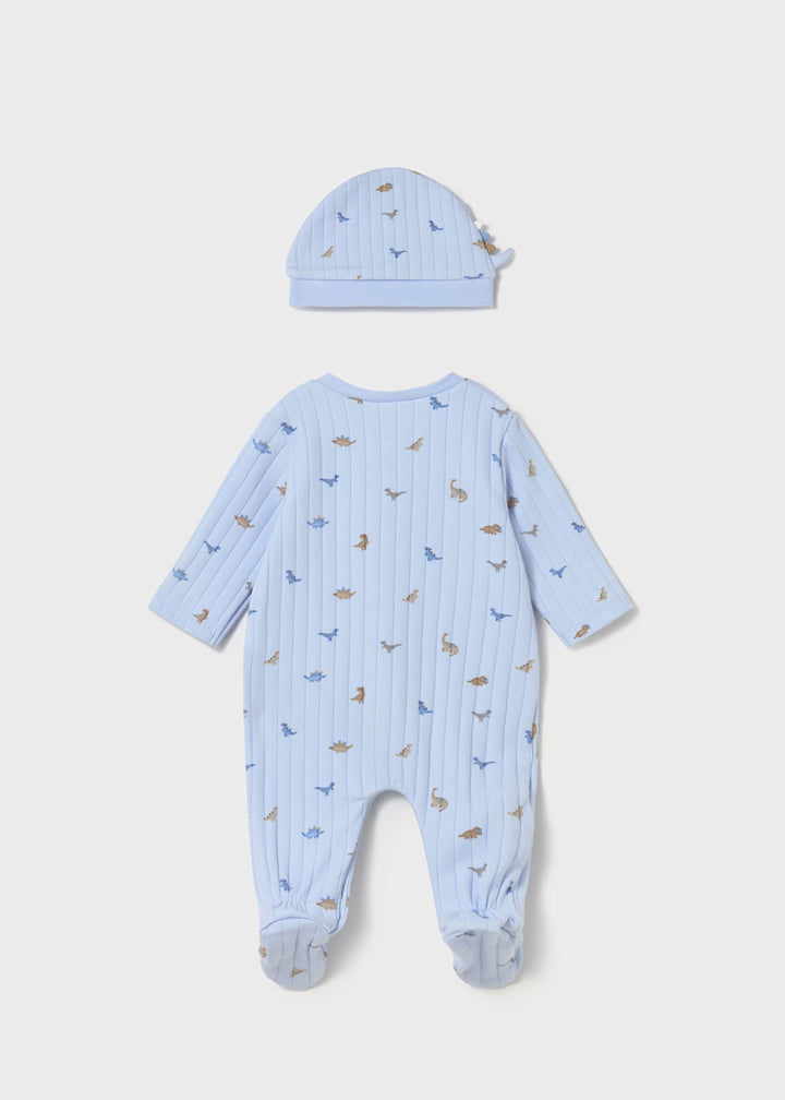Mayoral Baby Dinosaur Print Romper with Hat 02717