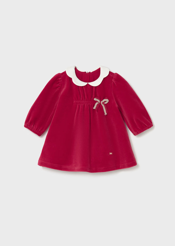 Newborn Cherry Velvet dress with collar 2805
