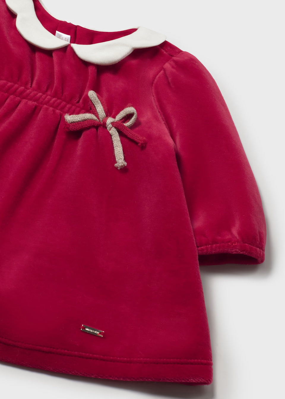 Newborn Cherry Velvet dress with collar 2805