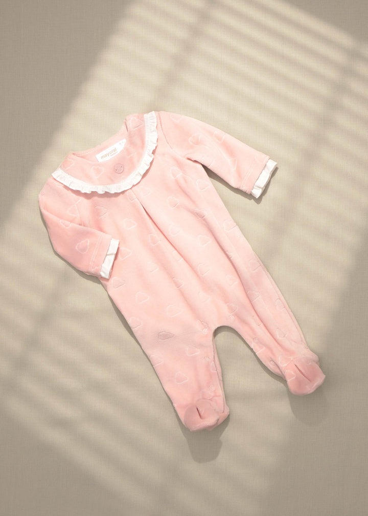 Mayoral Newborn Girl Scalloped Borders Sleepsuit - Baby Rose