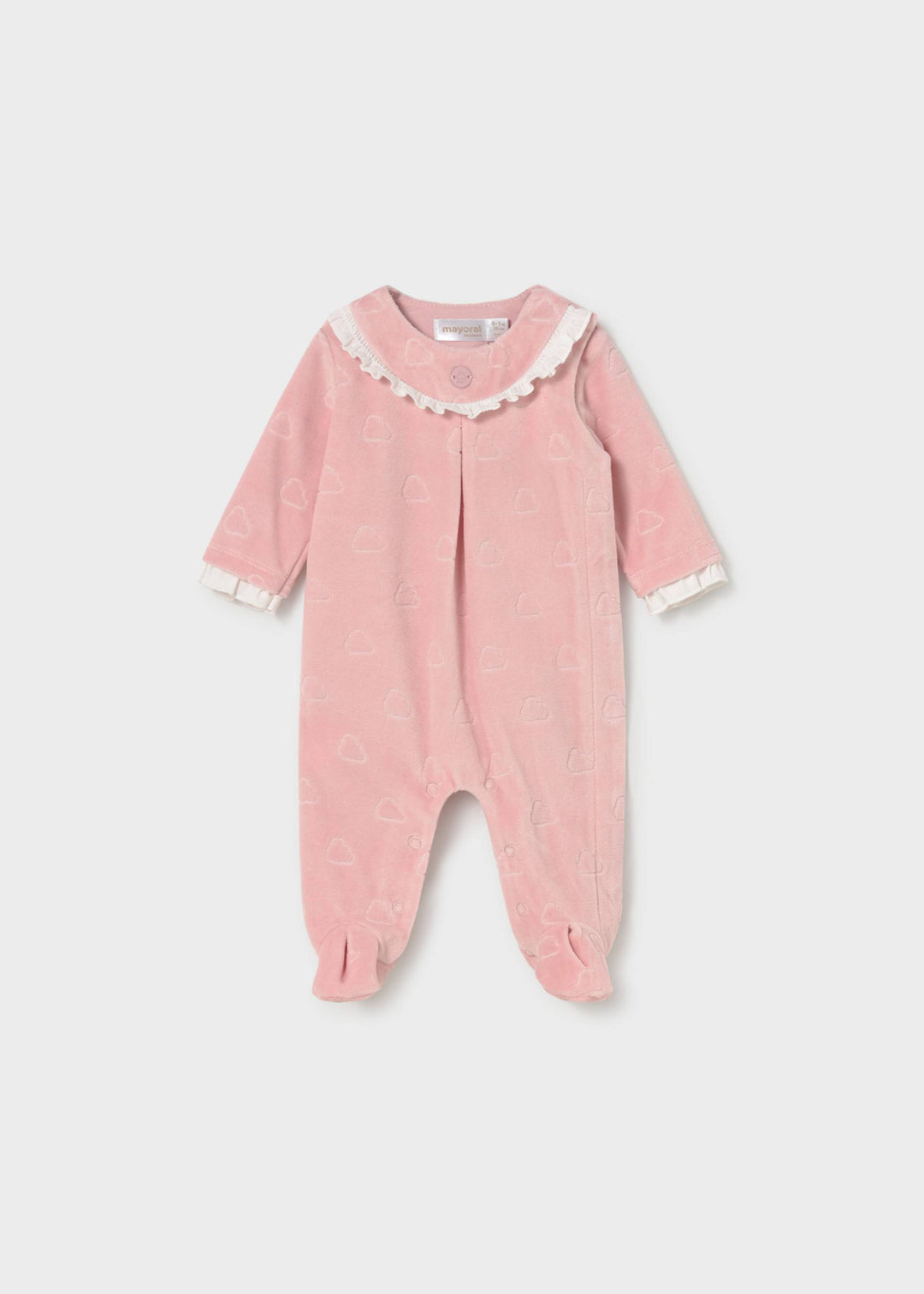 Mayoral Newborn Girl Scalloped Borders Sleepsuit - Baby Rose