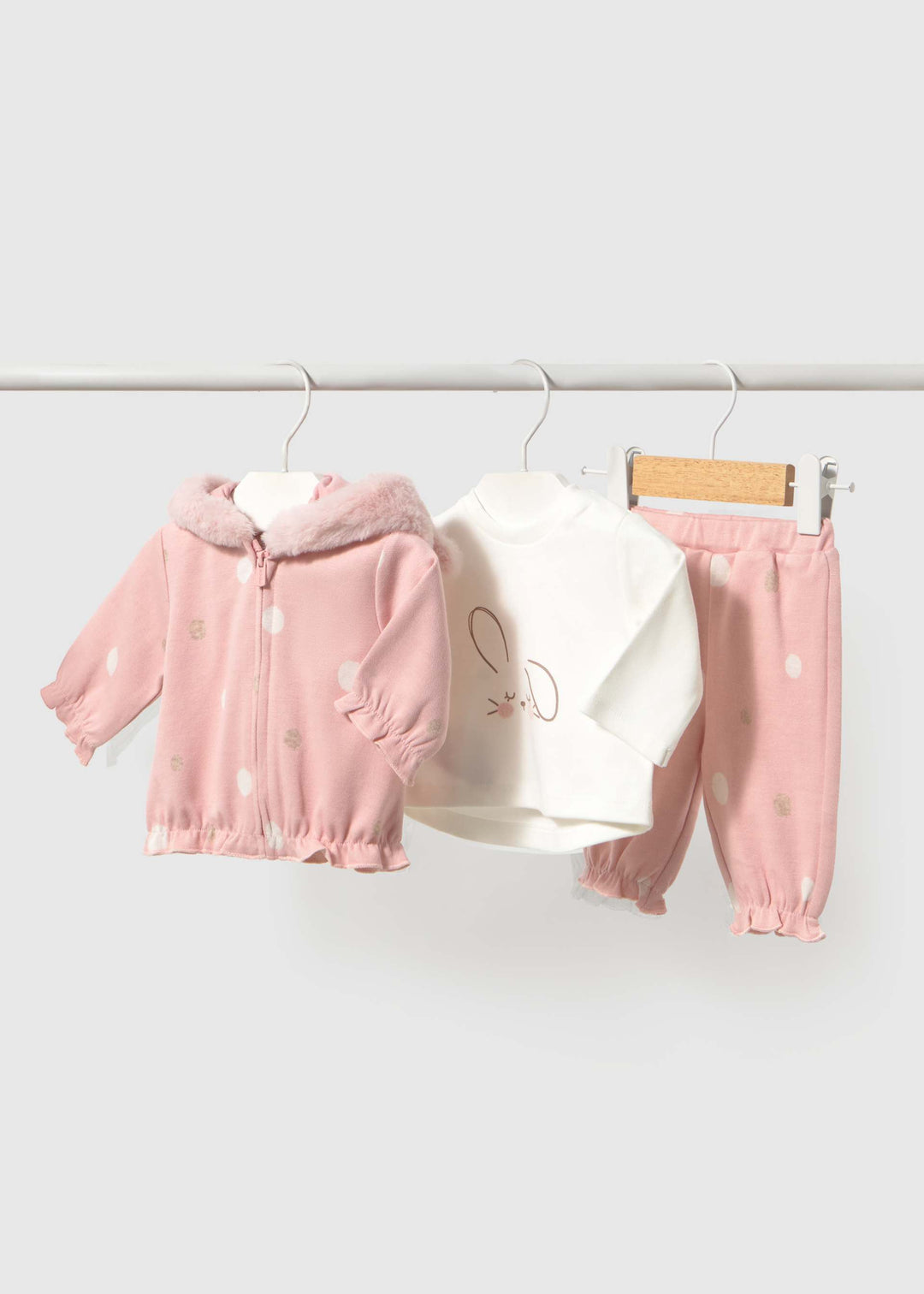 Mayoral Newborn Girl Tracksuit with T-Shirt - Baby Rose