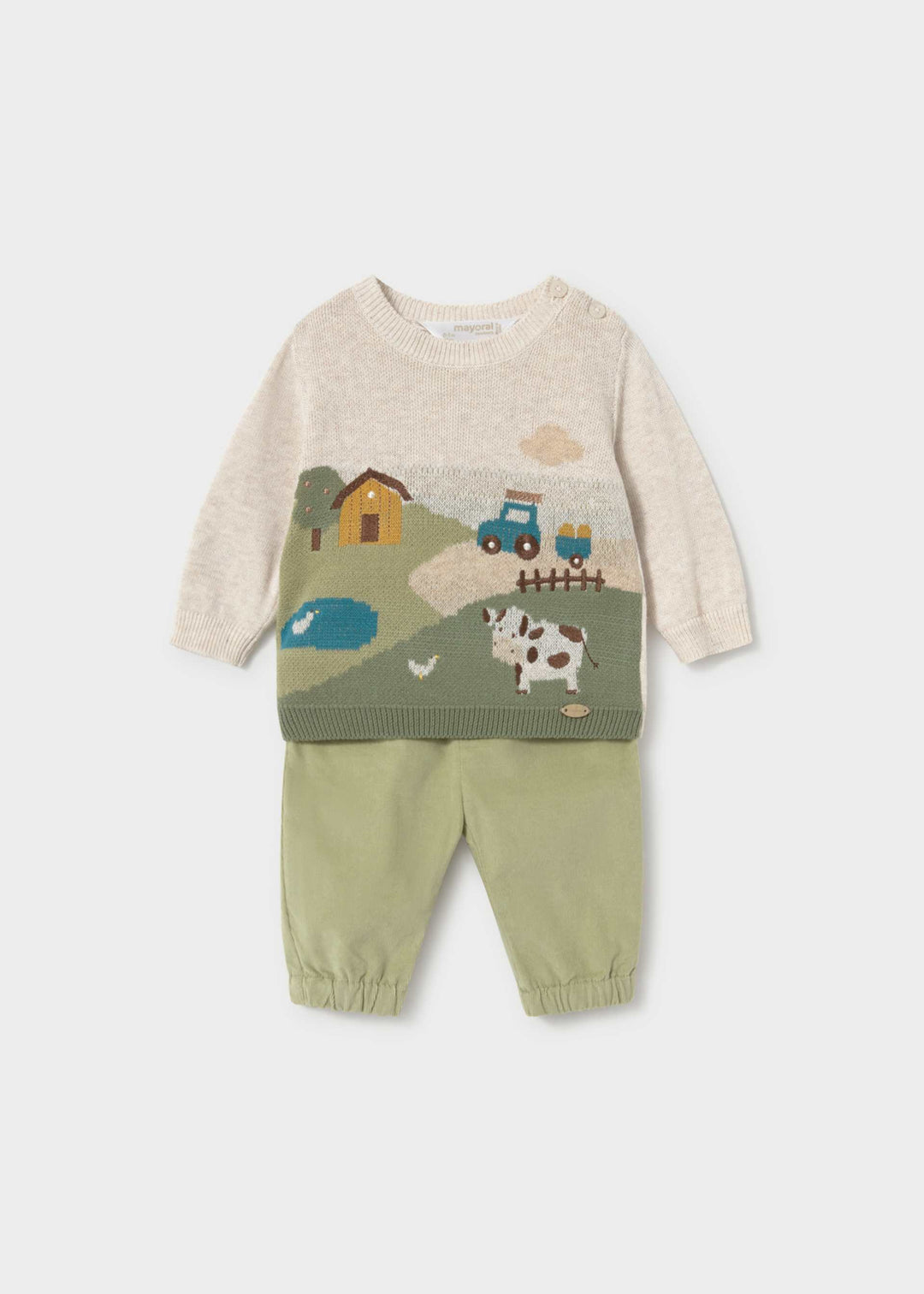 Mayoral Newborn Jacquard Trousers and Jumper Set - Cactus