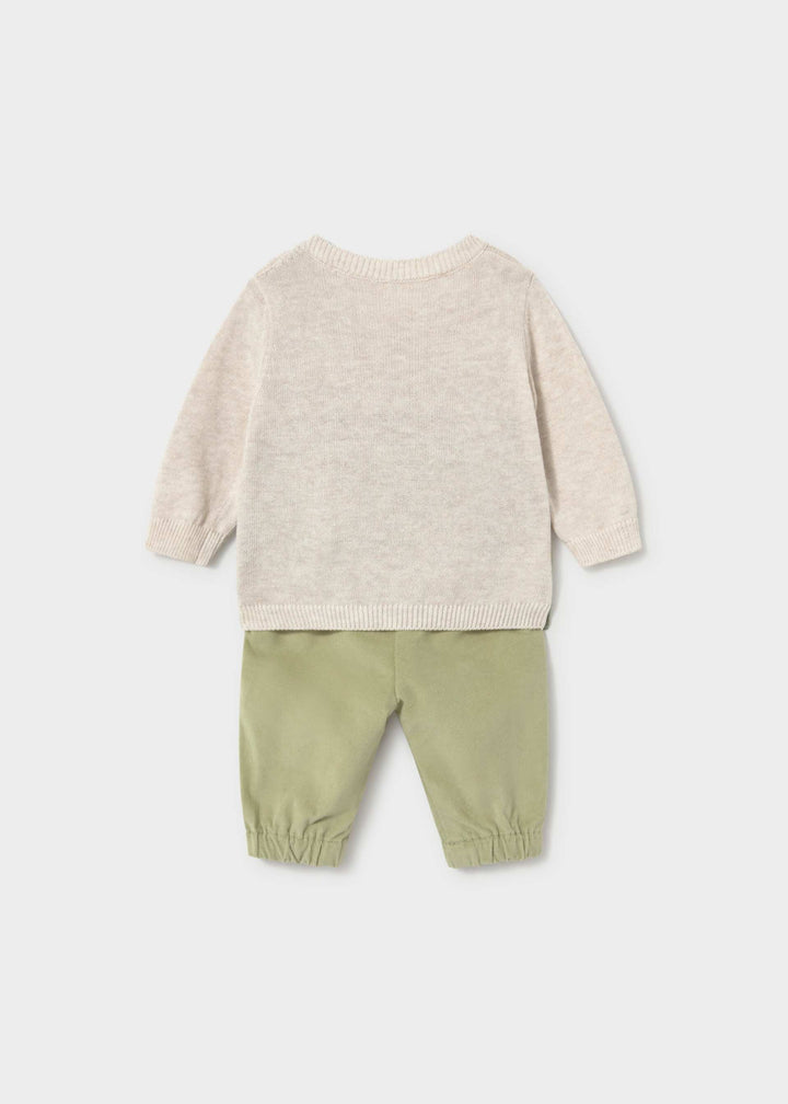 Mayoral Newborn Jacquard Trousers and Jumper Set - Cactus
