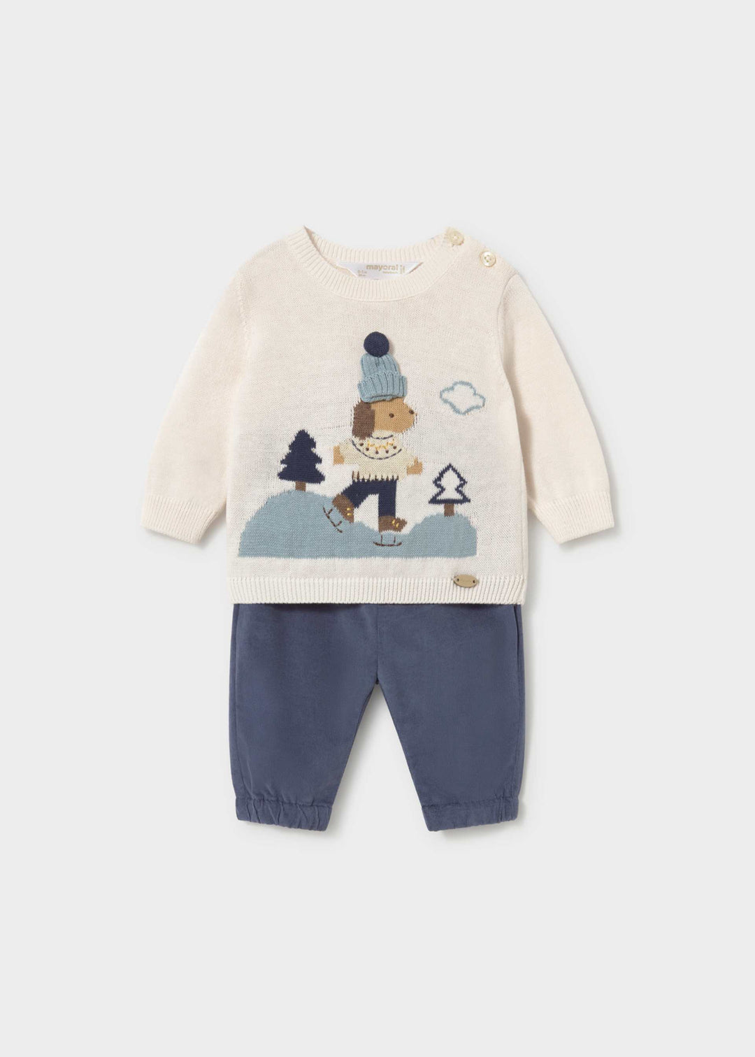 Mayoral Newborn Jacquard Trousers and Jumper Set - Indigo