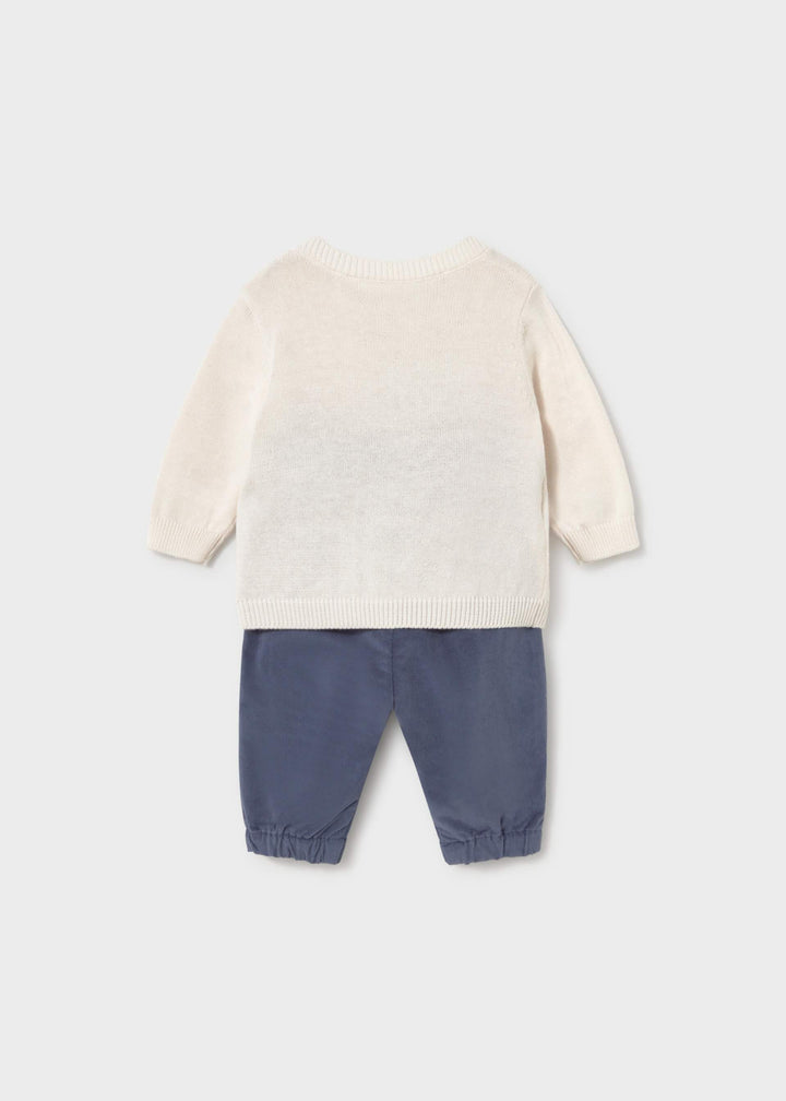 Mayoral Newborn Jacquard Trousers and Jumper Set - Indigo