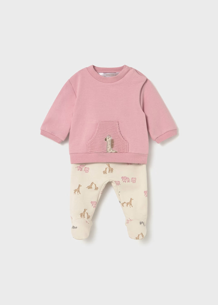Pink Newborn jumper and footed leggings set 2557