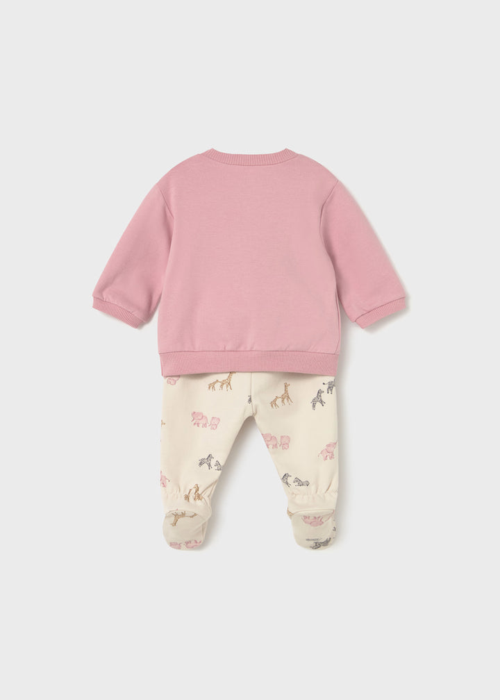 Pink Newborn jumper and footed leggings set 2557