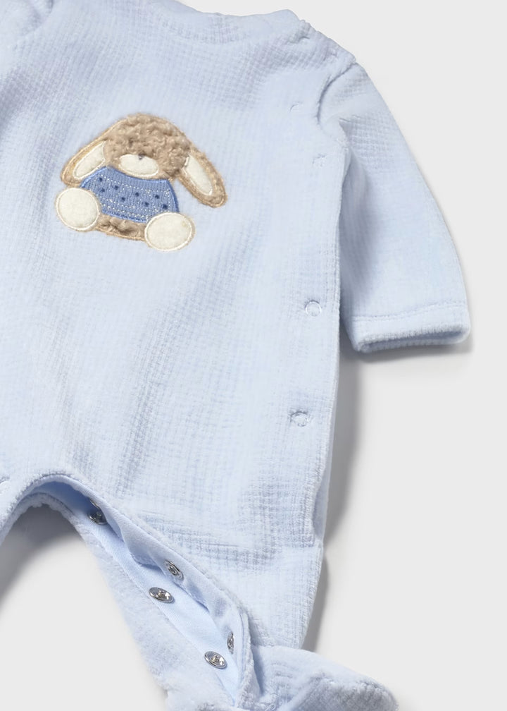 Mayoral newborn rompers with feet - both styles laid out