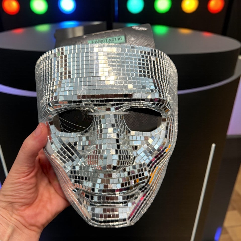 Disco mirrored face mask for adults, party and fancy dress accessory