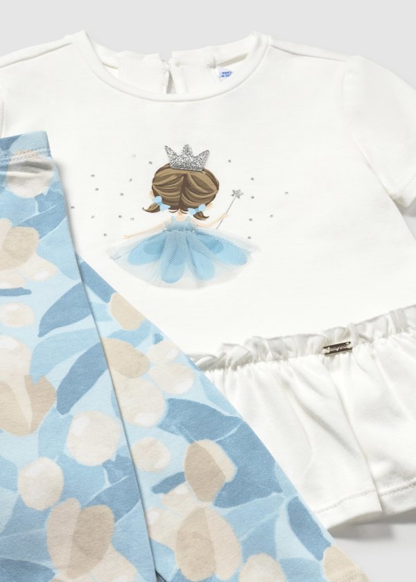 Mayoral Blue Floral Leggings and Ruffle Top Set 1735